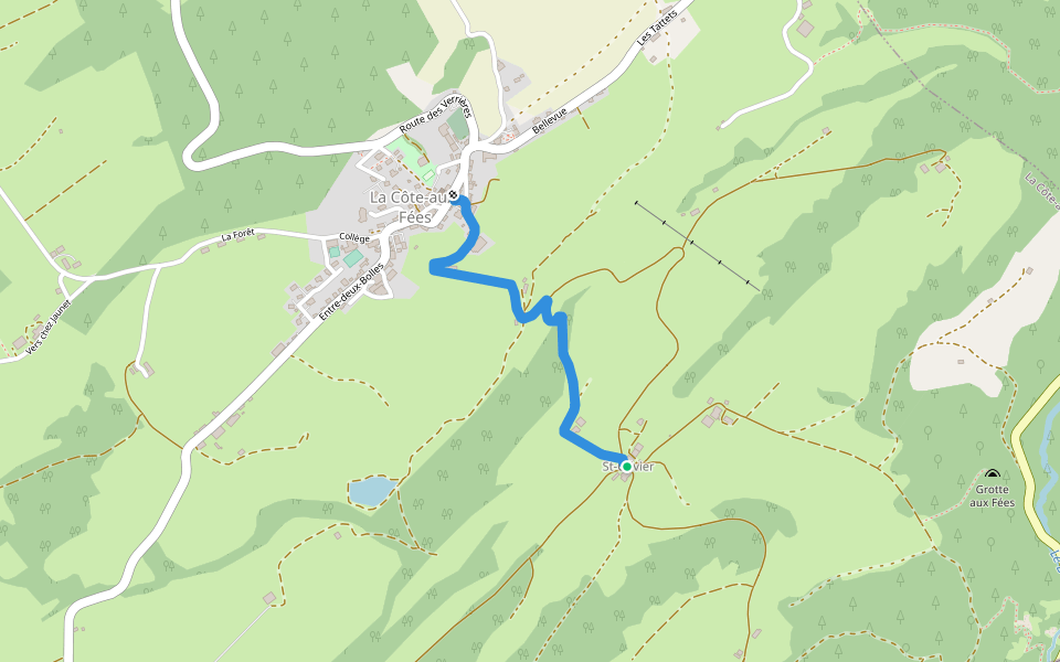 Saint Olivier - La Côte-aux-Fées walking route map in La Côte-aux-Fées