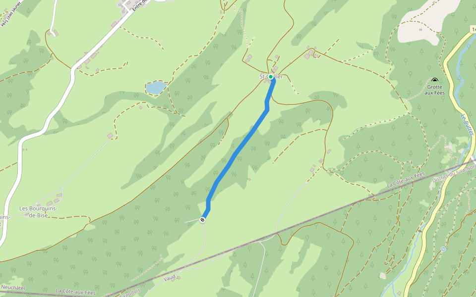 Saint Olivier - fixme walking route map in La Côte-aux-Fées