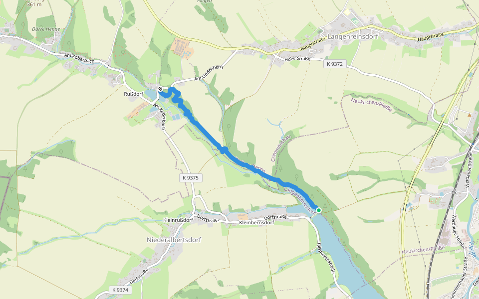 Koberbachtalsperre - Schloß Blankenhain walking route map in Langenbernsdorf