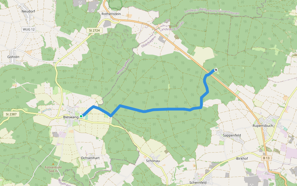 Ortswanderweg Pappenheim 16 walking route map in Pappenheim