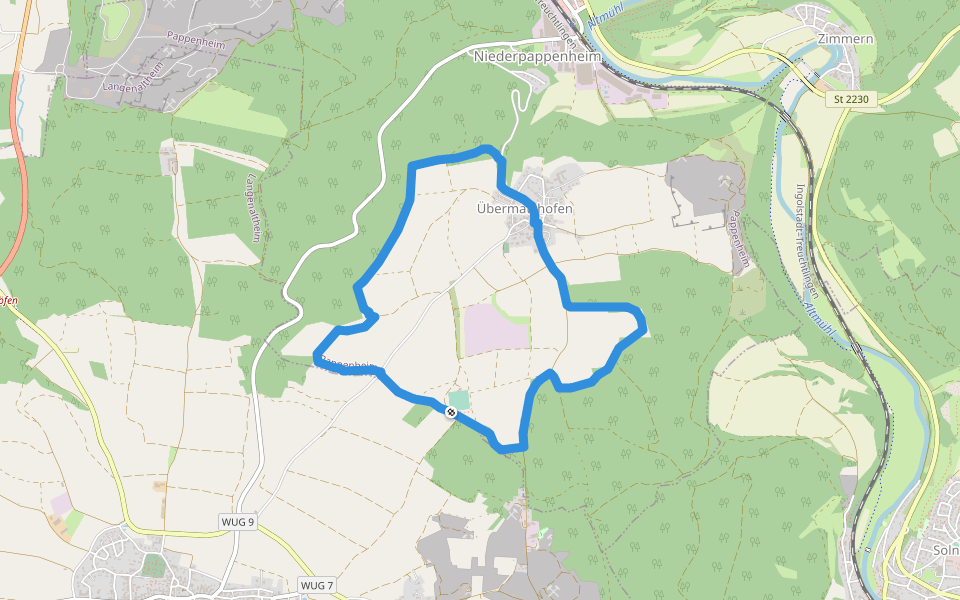 Ortswanderweg Pappenheim 18 walking route map in Pappenheim