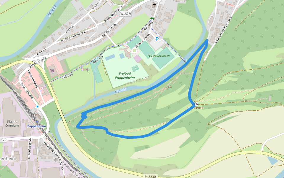 Waldlehrpfad walking route map in Pappenheim