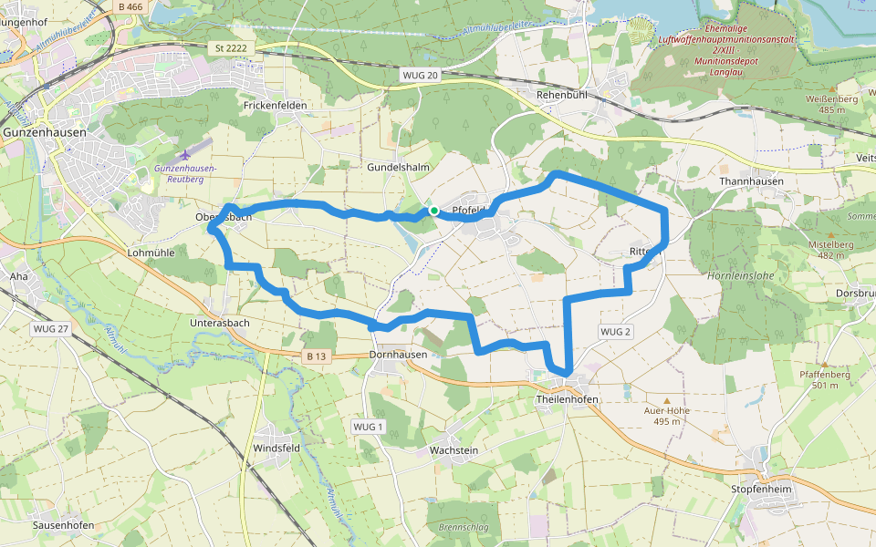 Thermenweg walking route map in Pfofeld