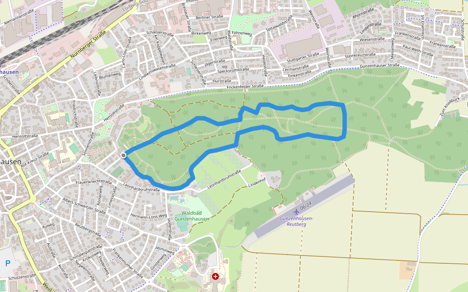 Wachtturm-Weg walking route map in Gunzenhausen
