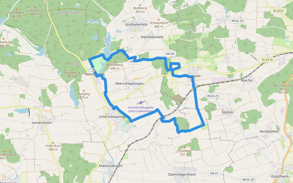Imperium Romanum walking route map in Unterschwaningen