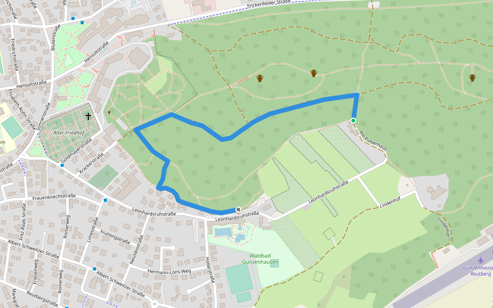 Waldlehrpfad (Klaus, die Fledermaus) walking route map in Gunzenhausen