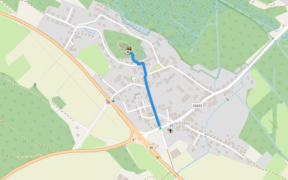 [Č] odb. Jestřebí hrad walking route map in Jestřebí