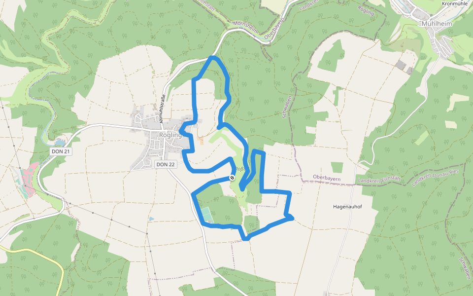 Rundwanderweg Monheim 8 walking route map in Rögling