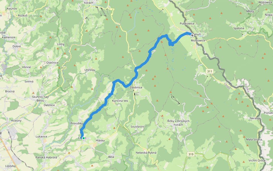 [M] Orlické Záhoří - Liberk walking route map in Liberk