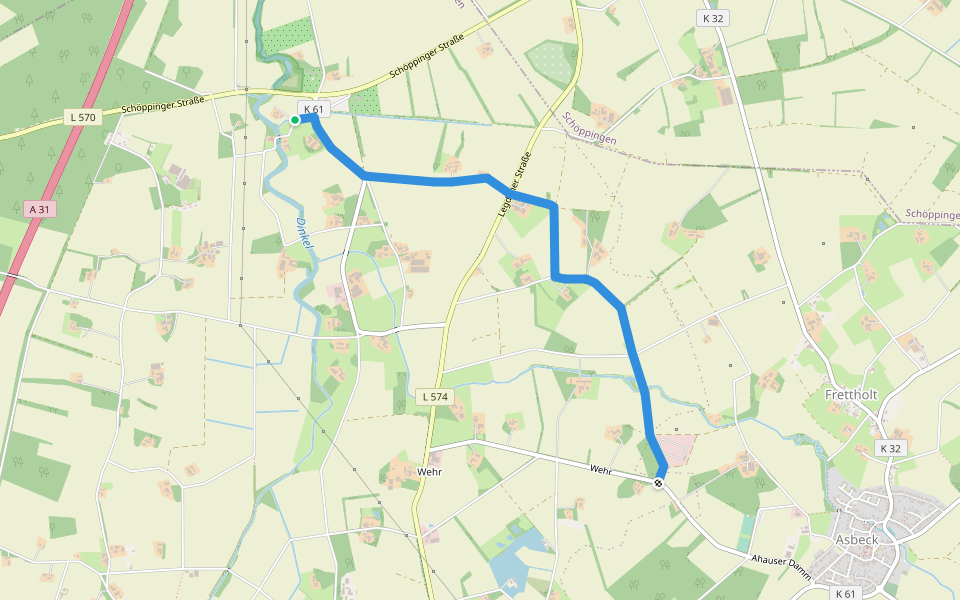 Stadtlandfluß BUS Westmünsterland walking route map in Legden