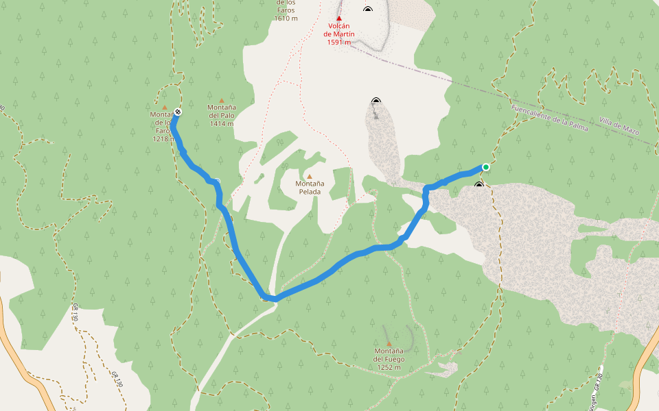SL FU 110 Montaña de Los Faros – Pista general del Este walking route map in Monte de Luna