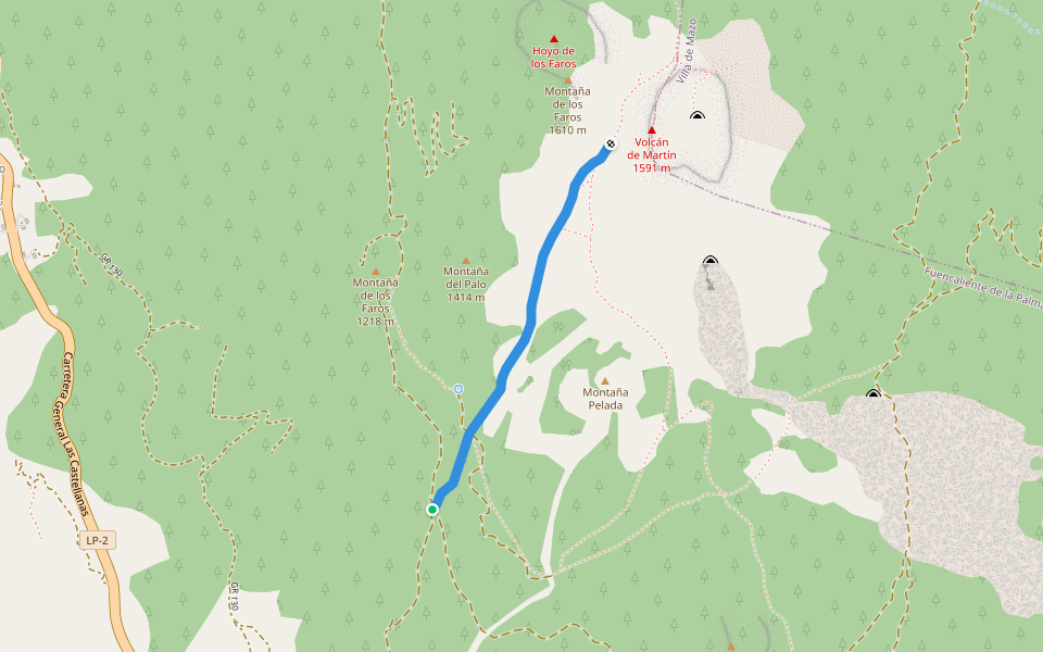 SL FU 111 Pie del Volcán Martín – Fuente de El Tión walking route map in El Charco