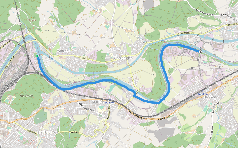 Cartaseta walking route map in Winznau