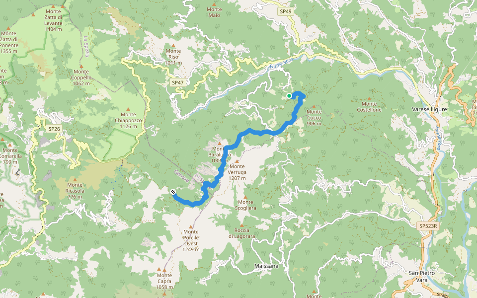 Case Colea - Colli di Valletti – Sella delle Matite - Rocche di Valletti - Bivio AV5T walking route map in Varese Ligure
