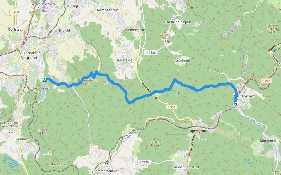 Ww Talsperre Falkenstein - Morgenröthe-Rautenkranz walking route map in Falkenstein/Vogtland