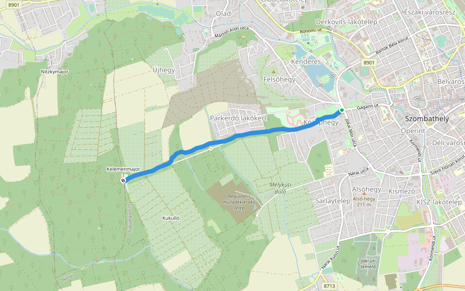 K■ (Szombathely, Parkerdő) walking route map in Szombathely