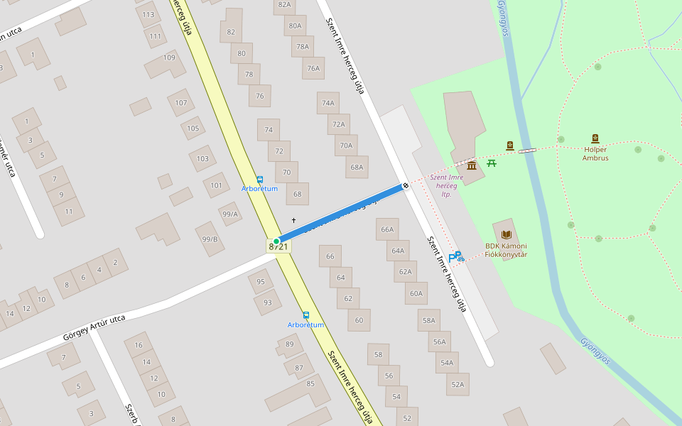 P+ (Kámoni Arborétum) walking route map in Szombathely