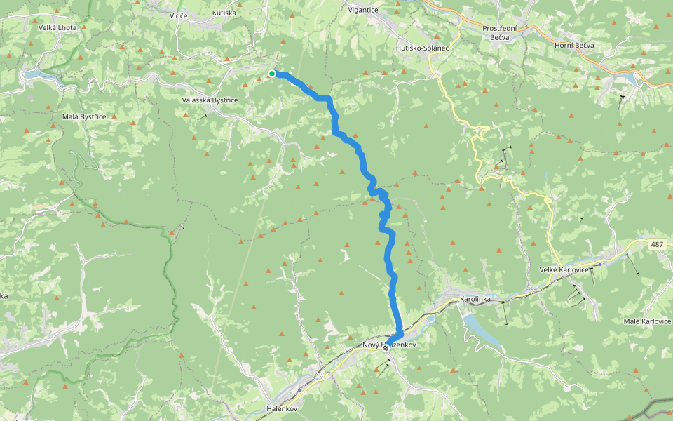 [M] Hážovické Díly - Nový Hrozenkov walking route map in Valašská Bystřice