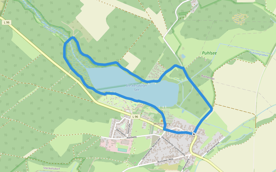 Seerundweg Steckelsdorfer See walking route map in Rathenow