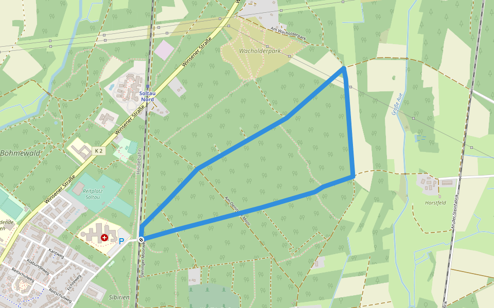 Nordic Walking Strecke 2 (blau) walking route map in Soltau