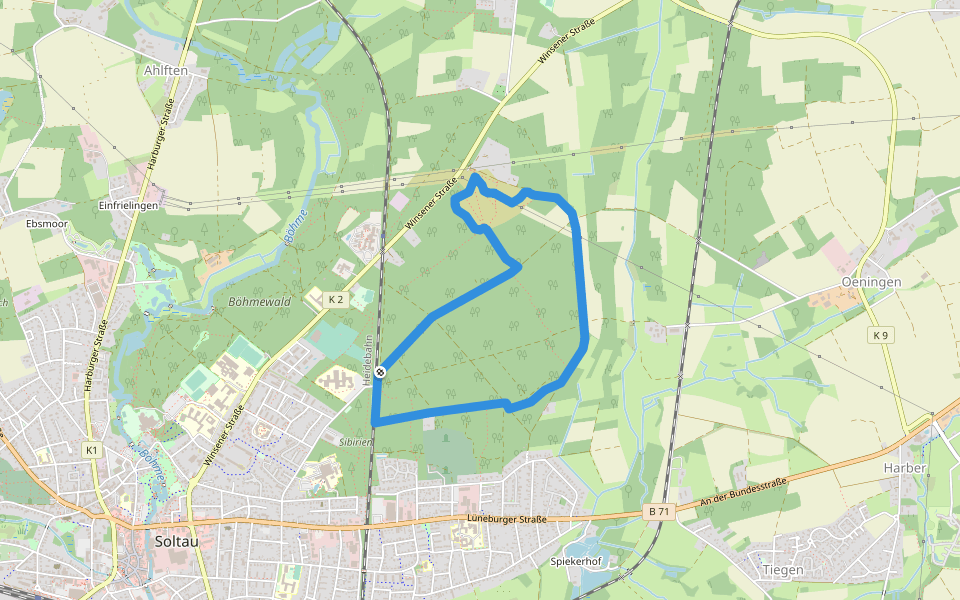 Nordic Walking Strecke 3 (gelb) walking route map in Soltau