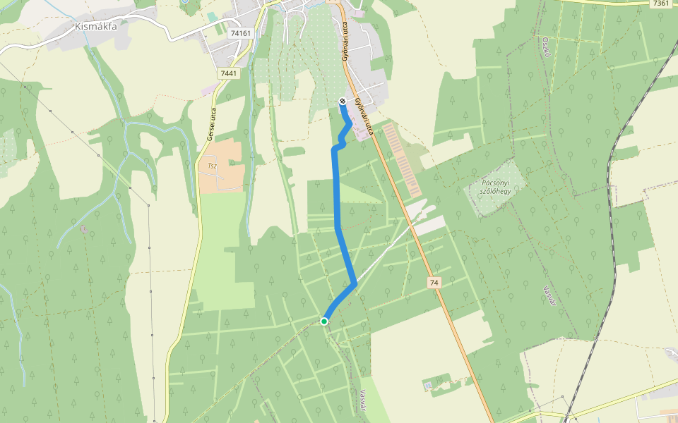 Z▙ (Vasvár – Vasvári sánc (Vaskapu)) walking route map in Vasvár