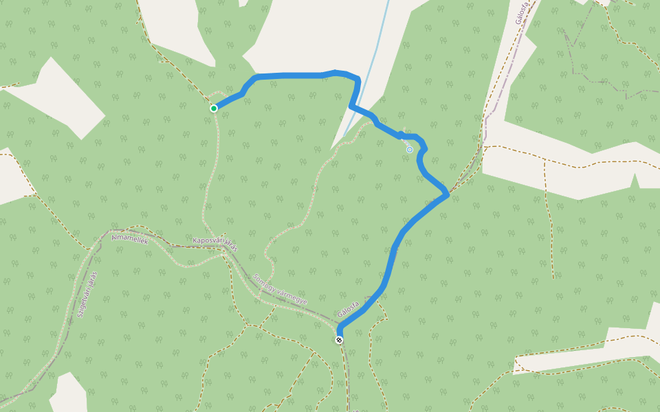 K● (Tótváros – Csepegő-kő) walking route map in Gálosfa