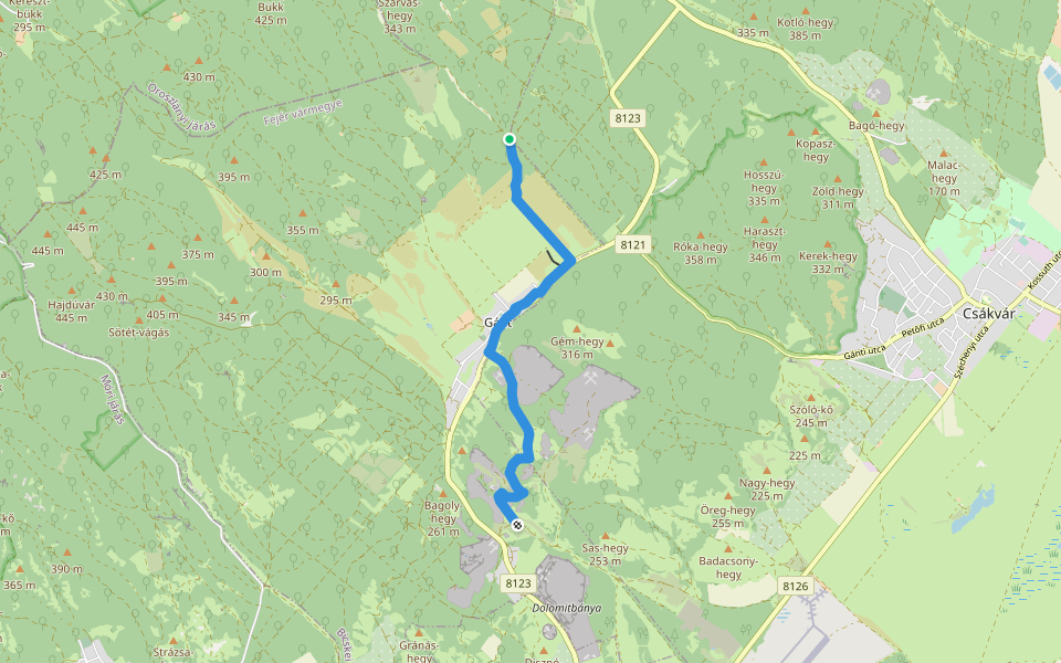 S+ (Gánt, bányatelep – Disznó-sarok) walking route map in Csákvár