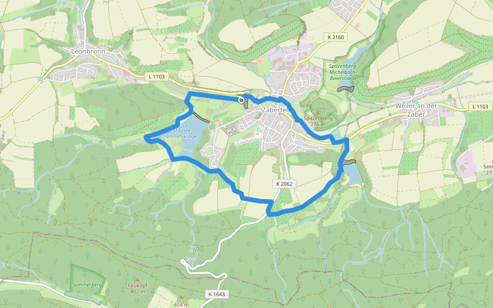Seenweg in Zaberfeld walking route map in Zaberfeld