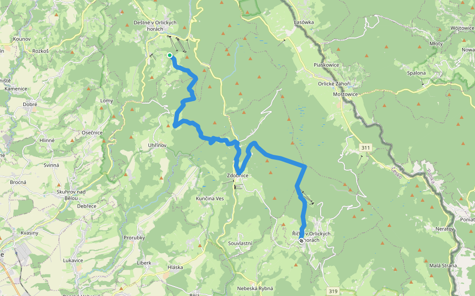 [Ž] Říčky - Nad Svatým Matoušem walking route map in Deštné v Orlických horách