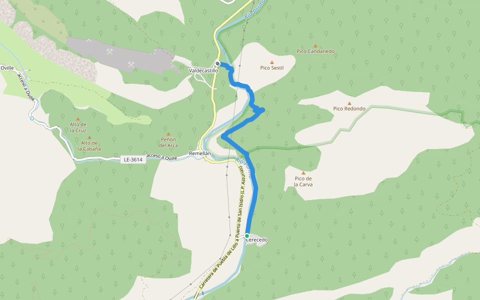 PR-LE 56 Por el río Porma walking route map in Boñar