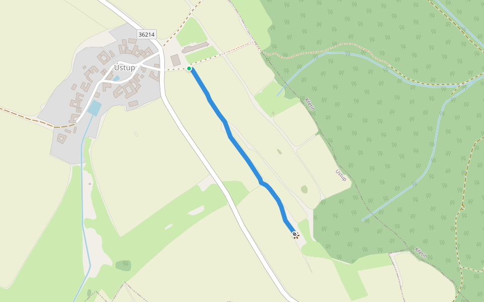 [Č] odbočka na vyhlídku Špilberk walking route map in Ústup