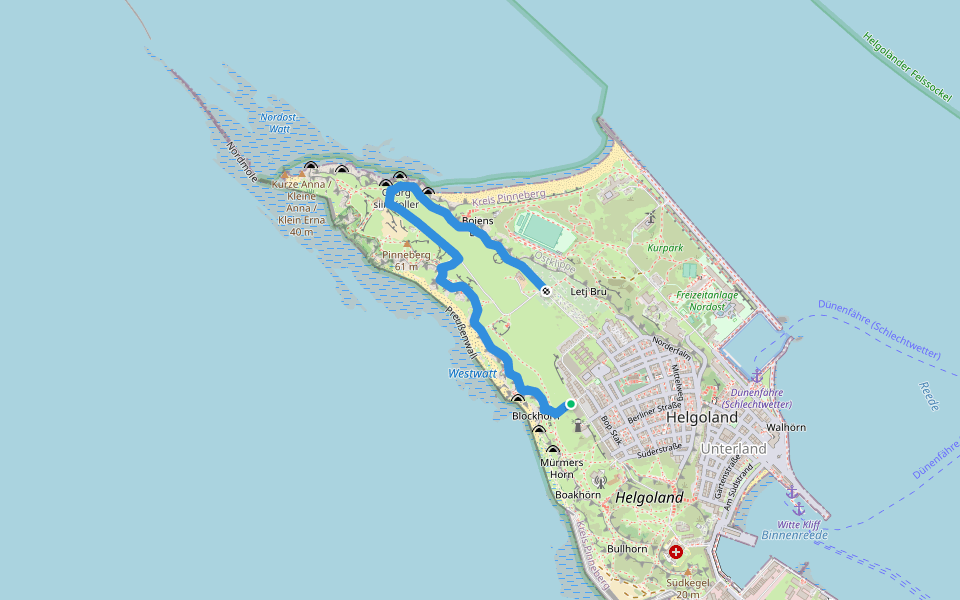 Barrierearmer Rundweg walking route map in Helgoland