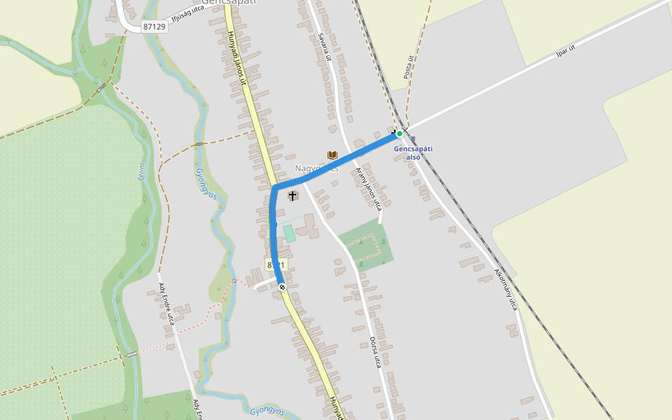 P+ (Gencsapáti) walking route map in Gencsapáti