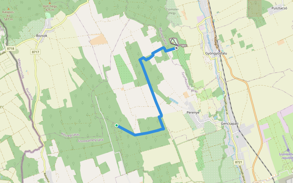 K+ (RPDDK – Holdfényliget, P) walking route map in Bucsu