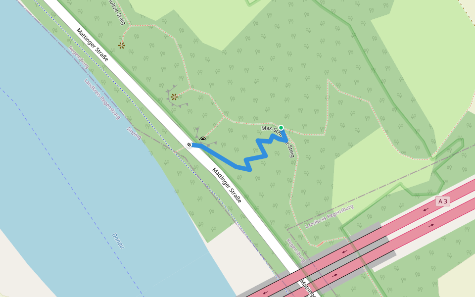 S 16-Zubringer zum Max-Schulze-Steig walking route map in Regensburg