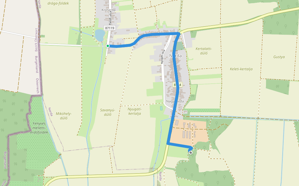 Z▙ (Nardai földvár) walking route map in Narda