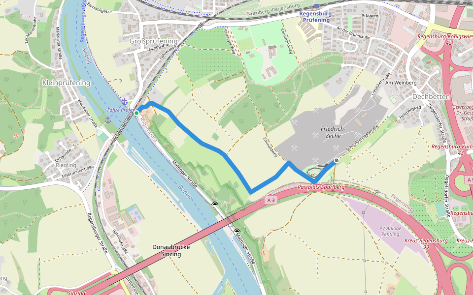 S 17 Regensburg-Prüfening - Geologielehrpfad (Grünes Rechteck) walking route map in Regensburg