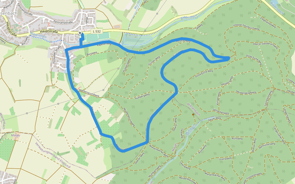 Rundwanderweg Am Sportplatz 2: Judenwald-Weg walking route map in Wiesenbach