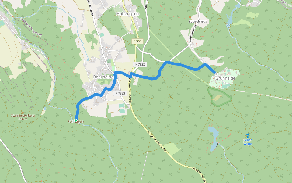 Ww Röthelstein - Beerheide - Grünheide walking route map in Auerbach/Vogtland