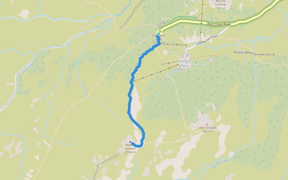 Mount Stilwell Walk walking route map in Charlotte Pass