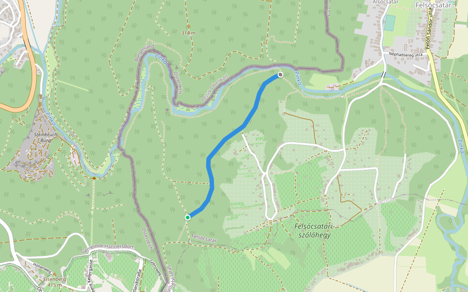 Z▲ (Vas-hegy) walking route map in Felsőcsatár