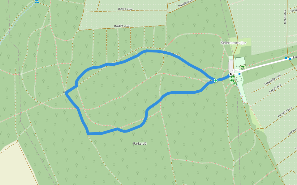 A futókör (piros futó) walking route map in Szombathely