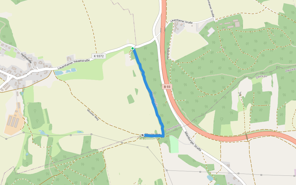 Dennheritz Schützenhaus - Dänkritzer Schmiede walking route map in Dennheritz