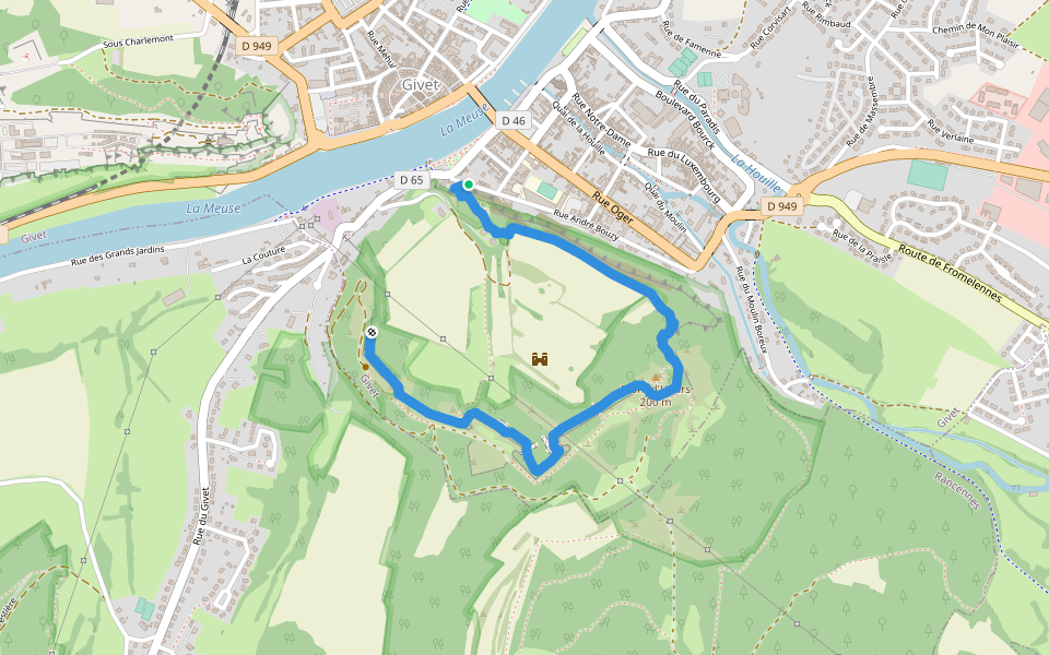 Mont d'Haurs walking route map in Givet