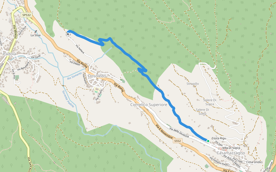 Troi di Bacàni walking route map in Candide