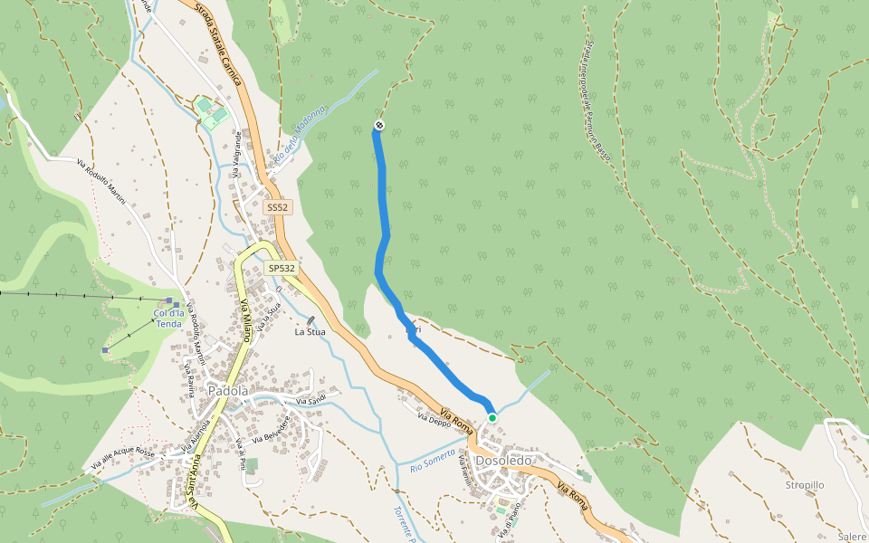Troi dli Màscri walking route map in Dosoledo