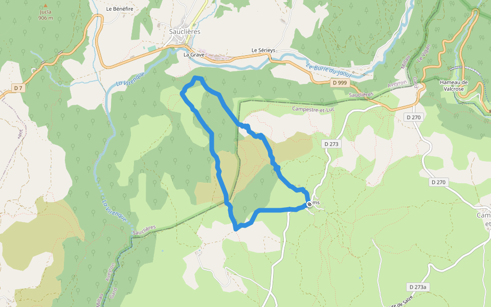 Sentier du Mont Redon walking route map in Campestre-et-Luc