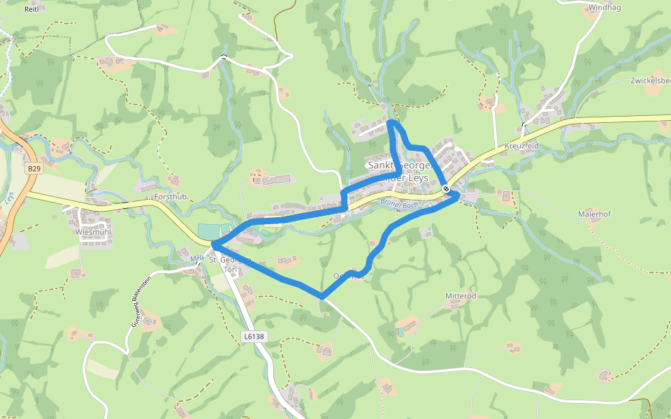 Ortsrunde walking route map in Sankt Georgen an der Leys