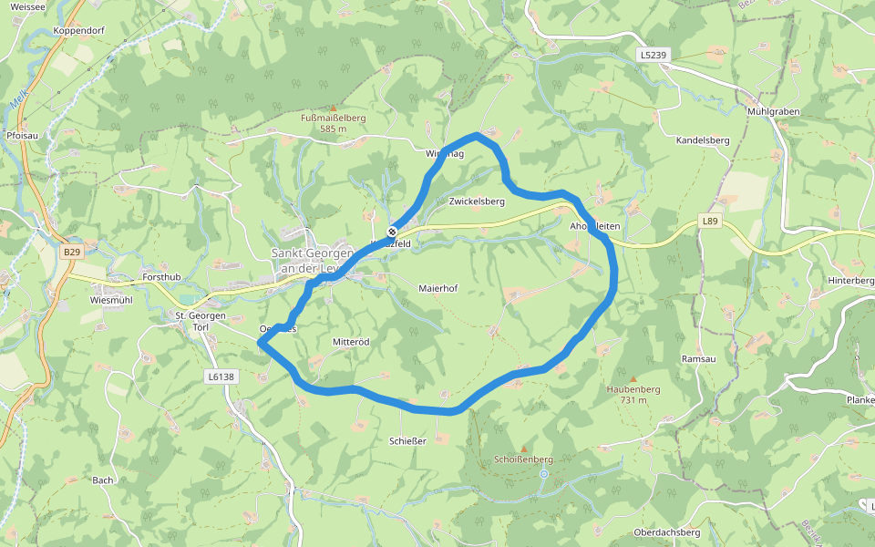 Sonnberg - Mitteröd walking route map in Maierhof